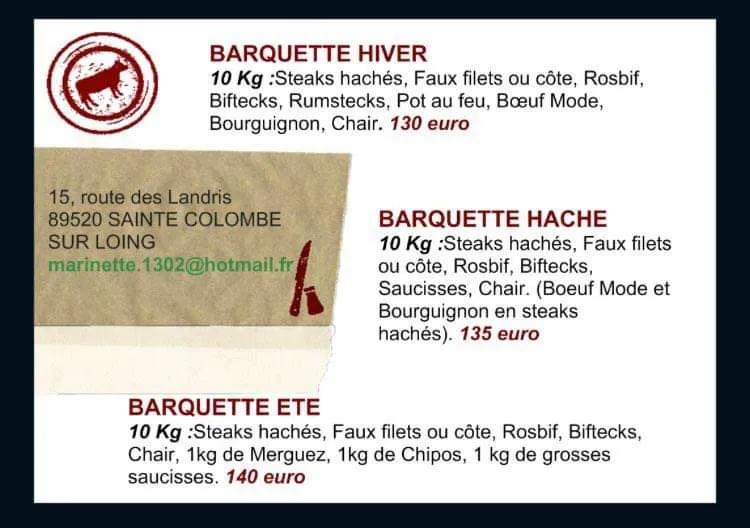 Vente directe de viande de bœuf. Colis de viande à la ferme, sur commande. Prestations de Freddy Michaud – EARL des Petits Criots