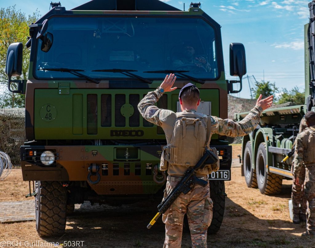Camion militaire lors d’un exercice militaire ORION du 13 au 26 avril 2026