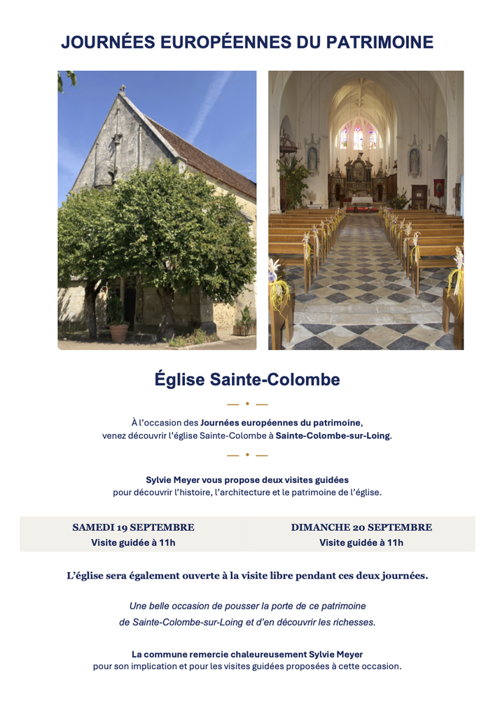 Journées européennes du patrimoine à l'église Sainte-Colombe